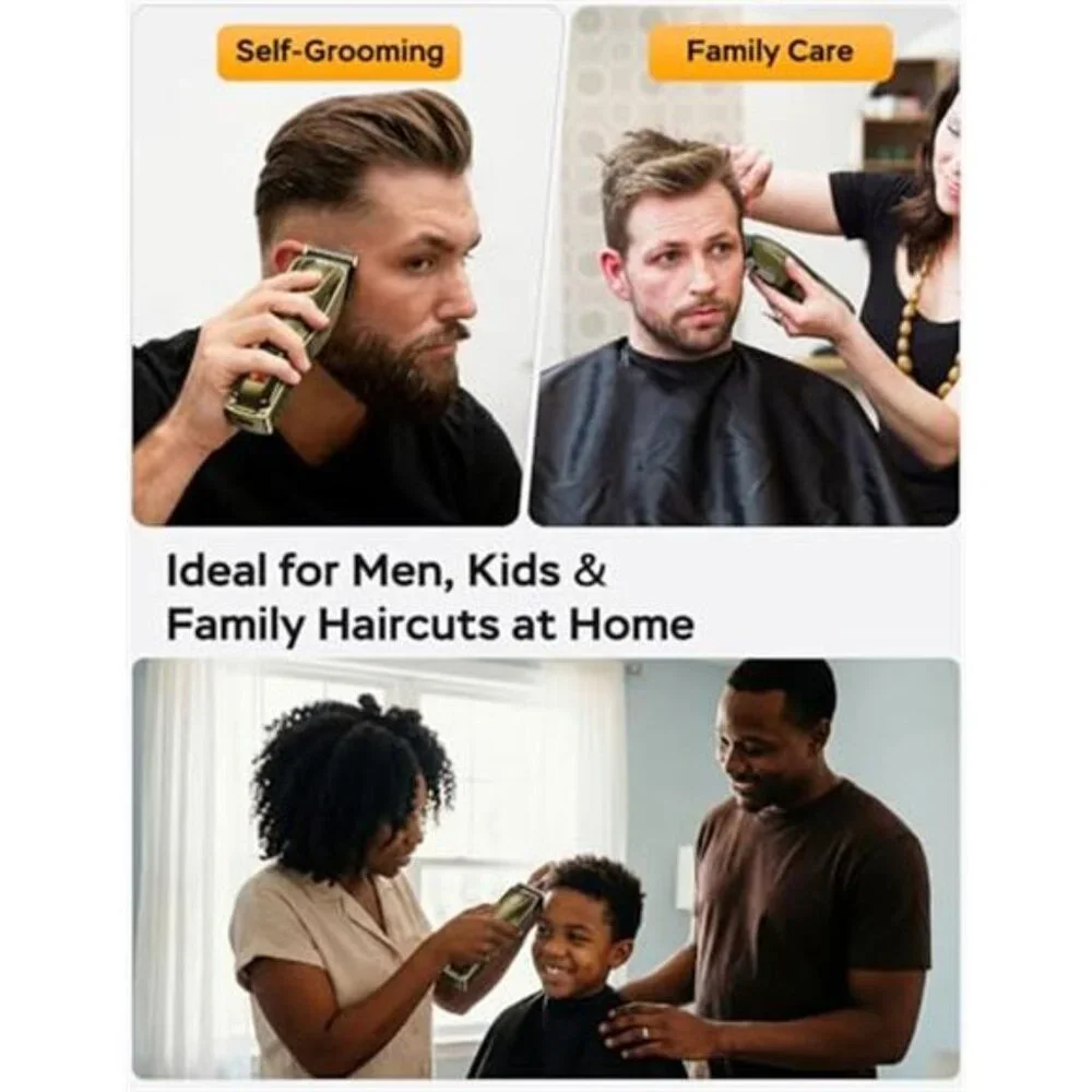 Men's Hair Clipper Cordless & Corded Barber Clipper with 5Hrs Runtime